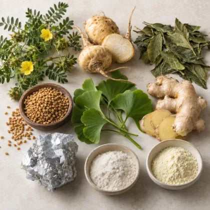Selección de plantas, raíces y otros ingredientes